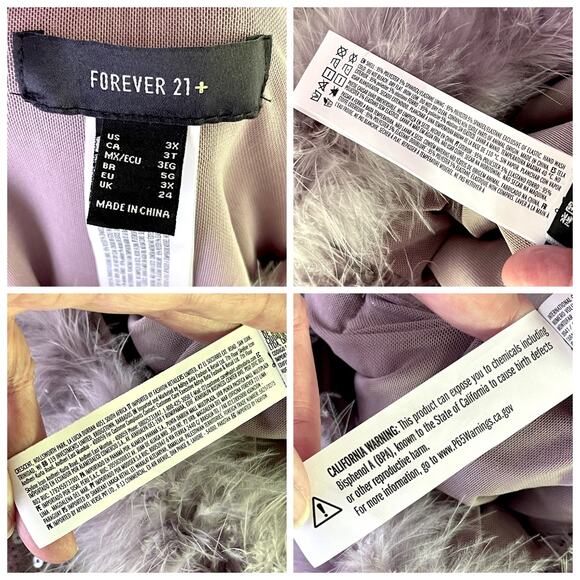 Forever 21 Faux Fur Trim Off Shoulder Sequin Crop Top Sz 3X Lavender Stretch - Picture 13 of 14